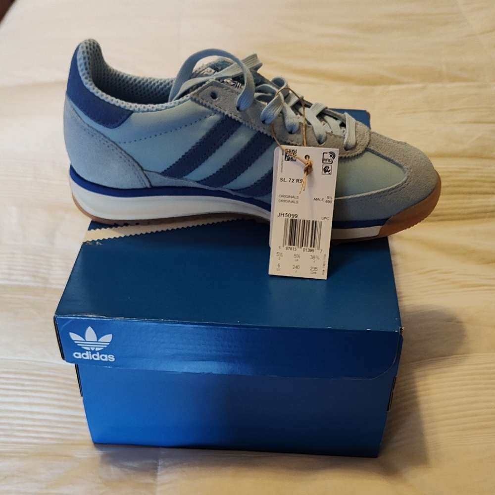 Adidas Light Blue and Navy Sneakers
